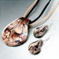 Pugster Black And Golden Rose Bouquet Pendant And Earring Set