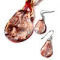Pugster Red Rose Bouquet Pendant And Earring Set