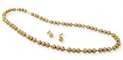 14k Gold Fresh Water Pearl Caramel Necklace and Earring Set
