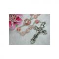 Glass Heart Bead Rosary - Pink